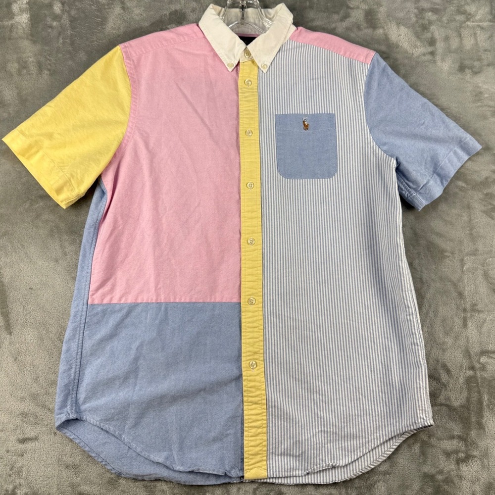 Ralph Lauren Button-Down Boys XL 18-20 Colorblock Multi-Color EUC